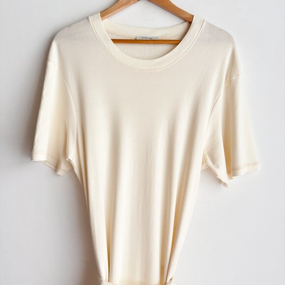 Lemaire BELTED RIB T-SHIRT DRESS Ivory 100% Cotton M - Picture 4 of 4